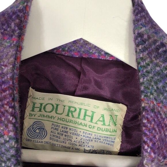 Jimmy Hourihan Cape 100% Pure New Wool Poncho Ireland Plaid Tweed Oversized OSFA - Picture 10 of 12